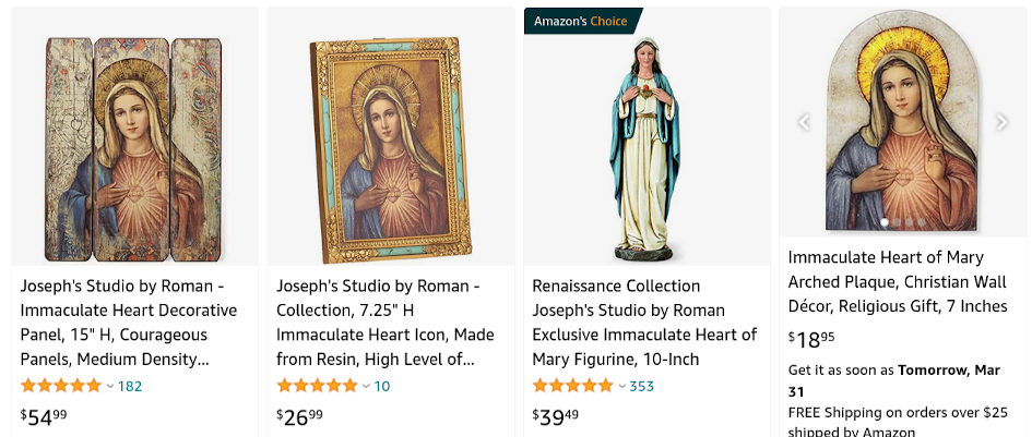 Immaculate Heart of Mary art at Amazon