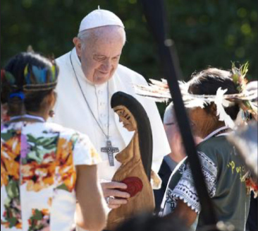 Pope Francis worshiping pagan idol Pachamama