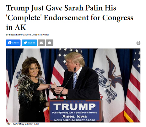 Trump Just Gave Sarah Palin His "complete" Endorsement for Congerss in AK